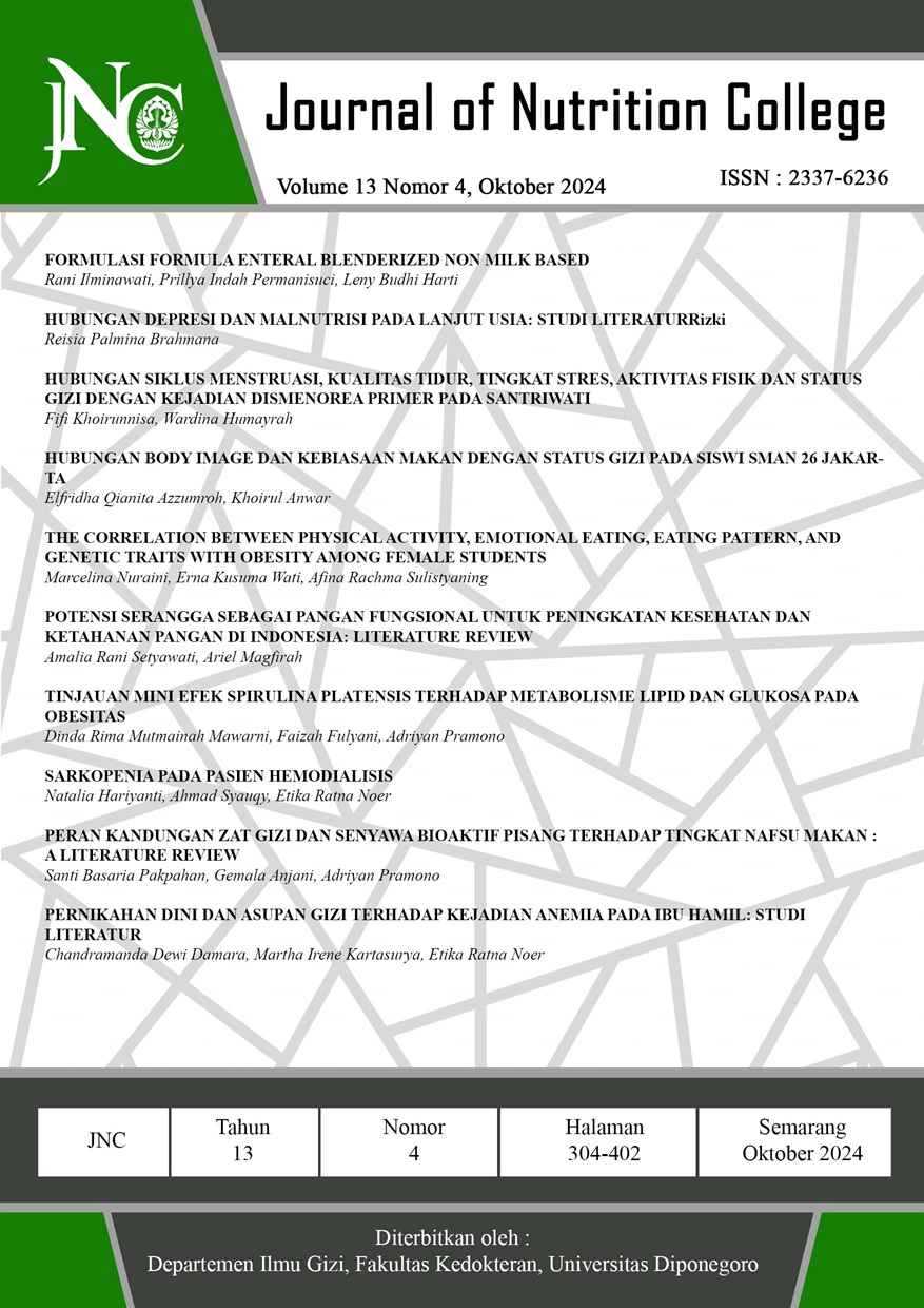 JOURNAL OF NUTRITION COLLEGE - Vol 13, No 3 (2024):  Oktober
