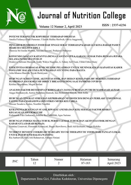 JOURNAL OF NUTRITION COLLEGE - Vol 12, No 2 (2023): April