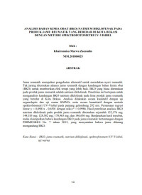 ANALISIS BAHAN KIMIA OBAT (BKO) NATRIUM DIKLOFENAK PADA PRODUK JAMU REUMATIK YANG BEREDAR DI KOTA BEKASI DENGAN METODE SPEKTROFOTOMETRI UV-VISIBEL