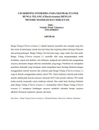 UJI SKRINING FITOKIMIA PADA EKSTRAK ETANOL  BUNGA TELANG (Clitoria ternatea) DENGAN  METODE MASERASI DAN SOKLETASI