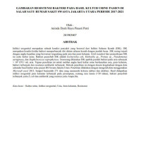 GAMBARAN RESISTENSI BAKTERI PADA HASIL KULTUR URINE PASIEN DI SALAH SATU RUMAH SAKIT SWASTA JAKARTA UTARA PERIODE 2017-2021
