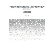 PERBEDAAN JUMLAH BAKTERI DAN KARAKTERISTIK DI MEDIA ENDO AGAR PADA SPONS PENCUCI PIRING DENGAN LAMA PENGGUNAAN