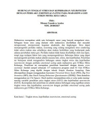 HUBUNGAN TINGKAT STRES DAN KEPRIBADIAN NEUROTICISM DENGAN PERILAKU EMOTIONAL EATING PADA MAHASISWA GIZI STIKES MITRA KELUARGA