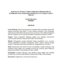 HUBUNGAN TINGKAT STRES TERHADAP PREMENSTRUAL SYNDROME PADA MAHASISWI KEPERAWATAN STIKES X KOTA BEKASI