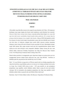 EFEKTIFITAS EDUKASI SAYANG IBU DAN ANAK MELALUI MEDIA 
AUDIOVISUAL TERHADAP PENGETAHUAN DAN SIKAP IBU 
MENYUSUI MASA PANDEMI COVID- DI WILAYAH KERJA 
PUSKESMAS BANTAR GEBANG TAHUN 2022