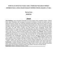 HUBUNGAN DUKUNGAN KELUARGA TERHADAP KEJADIAN RISIKO 
DEPRESI PADA LANSIA DI KELURAHAN SEMPER TIMUR JAKARTA UTARA