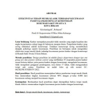 EFEKTIVITAS TERAPI MUSIK KLASIK TERHADAP KECEMASAN 
PASIEN KANKER DENGAN KEMOTERAPI DI RUMAH SAKIT SWASTA X 
KOTA BEKASI