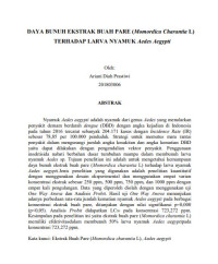Daya Bunuh Ekstrak Buah Pare (Momordica charantia L) terhadap Larva Nyamuk Aedes aegypti