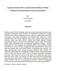 Gambaran Kadar HBA1C Pada Penderita Diabetes Melitus Di Salah Satu Rumah Sakit Swasra Daerah Bintaro