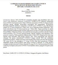 Gambaran Kadar D-Dimer Pada Pasien COVID-19 di Salah Satu Rumah Sakit Swasta Bintaro, Tangerang Selatan