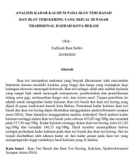 Analisis Kadar Kalsium Pada Ikan Teri Basah Dan Ikan Teri Kering Yang DiJual Di Pasar Tradisional Daerah Kota Bekasi