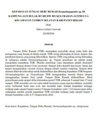 Kepadatan Tungau Debu Rumah Dermatophagoides sp. di Kampung Jati Bulak RT 003 RW 001 Kelurahan Jatimulya Kecamatan Tambun Selatan Kabupaten Bekasi