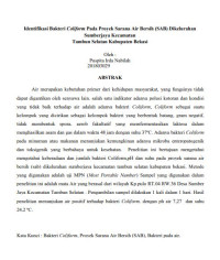 Identifikasi Bakteri Coliform Pada Proyek Sarana Air Bersih (SAB) Dikelurahan Sumberjaya Kecamatan Tambun Selatan Kabupaten Bekasi