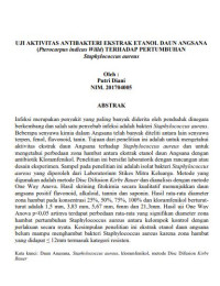 Uji Aktivitas Antibakteri Ekstrak Etanol Daun Angsana (Pterocarpus indicus Willd) Terhadap Pertumbuhan Staphyloccocus aureus