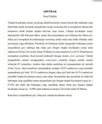 Hubungan Pengetahuan dan Sikap Tentang Gizi Olahraga Terhadap Tingkat Kecukupan Energi Pada Mahasiswa Penjas Universitas Islam 45 Bekasi di Masa Pandemi Covid-19