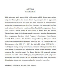 Hubungan Penerapan Diet Gluten Free Casein Free Dengan Aktivitias Fisik Anak Autism Spectrum Disorder (ASD)