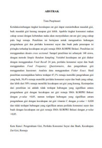 Hubungan Pengetahuan Gizi dan Perilaku Konsumsi Sayur dan Buah pada Penerapan Isi Piringku Terhadap Kecukupan Zat Gizi Remaja SMA KORPRI Bekasi