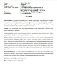 Asuhan Keperawatan Pada Pasien Ny. R Dengan Tuberkulosis Di Ruang A Rumah Sakit Swasta Di Masa Pandemik COVID-19.