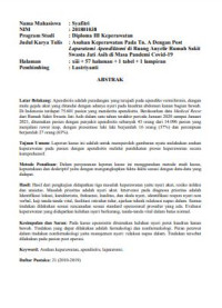 Asuhan Keperawatan Pada Tn.A dengan Post Laparatomi Appendiktomi di Ruang Anyelir Rumah Sakit Swasta Jati Asih di Masa Pandemi Covid-19