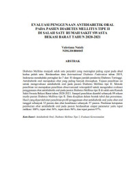 EVALUASI PENGGUNAAN ANTIDIABETIK ORAL PADA PASIEN DIABETES MELLITUS TIPE II 
DI SALAH SATU RUMAH SAKIT SWASTA BEKASI BARAT TAHUN 2020-2021