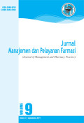 Jurnal Manajemen dan Pelayanan Farmasi (JMPF) : Journal of Management and Pharmacy Practice Vol 9 No 4 Desember 2019