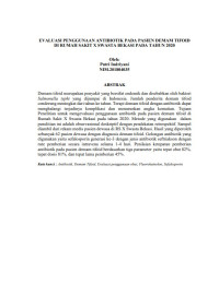 Image of EVALUASI PENGGUNAAN ANTIBIOTIK PADA PASIEN DEMAM TIFOID DI RUMAH SAKIT X SWASTA BEKASI PADA TAHUN 2020