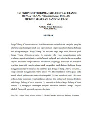 Image of UJI SKRINING FITOKIMIA PADA EKSTRAK ETANOL  BUNGA TELANG (Clitoria ternatea) DENGAN  METODE MASERASI DAN SOKLETASI
