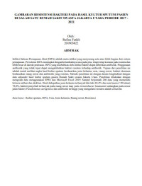 Image of GAMBARAN RESISTENSI BAKTERI PADA HASIL KULTUR SPUTUM PASIEN 
DI SALAH SATU RUMAH SAKIT SWASTA JAKARTA UTARA PERIODE 2017-2021