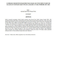 Image of GAMBARAN RESISTENSI BAKTERI PADA HASIL KULTUR URINE PASIEN DI SALAH SATU RUMAH SAKIT SWASTA JAKARTA UTARA PERIODE 2017-2021