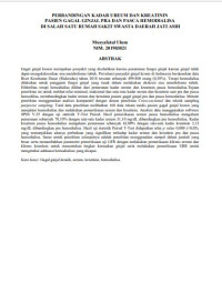Image of PERBANDINGAN KADAR UREUM DAN KREATININ PASIEN GAGAL GINJAL PRA DAN PASCA HEMODIALISA DI SALAH SATU RUMAH SAKIT SWASTA DAERAH JATI ASIH
