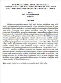 Image of HUBUNGAN ANTARA TINGKAT STRESS DAN KETIDAKPERCAYAAN DIRI (INSECURE) DENGAN POLA HIDUP SEHAT PADA MAHASISWA GIZI STIKES MITRA KELUARGA