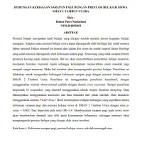Image of HUBUNGAN KEBIASAAN SARAPAN PAGI DENGAN PRESTASI BELAJAR SISWA 
SMAN 2 TAMBUN UTARA