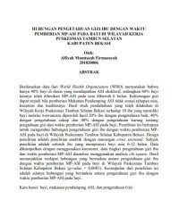 Image of HUBUNGAN PENGETAHUAN GIZI IBU DENGAN WAKTU PEMBERIAN MP-ASI PADA BAYI DI WILAYAH KERJA PUSKESMAS TAMBUN SELATAN 
KABUPATEN BEKASI
