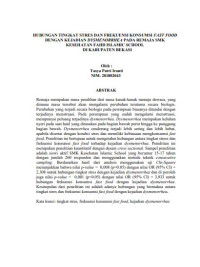 Image of HUBUNGAN TINGKAT STRES DAN FREKUENSI KONSUMSI FAST FOOD 
DENGAN KEJADIAN DYSMENORRHEA PADA REMAJA SMK KESEHATAN FAHD ISLAMIC SCHOOL
DI KABUPATEN BEKASI
