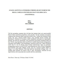 Image of ANALISA AKTIVITAS ANTIOKSIDAN PRODUK READY TO DRINK TEH 
HIJAU( CAMELLIA SINENSIS) DAN DAUN SUJI (DRACAENA ANGUSTIFOLIA)