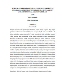 Image of HUBUNGAN KEBIASAAN SARAPAN DENGAN AKTIVITAS BELAJAR DAN PRESTASI BELAJAR PADA SISWA DI SDN JAKASETIA IV GALAXY KOTA BEKASI