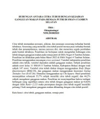 Image of HUBUNGAN ANTARA CITRA TUBUH DENGAN KEJADIAN GANGGUAN MAKAN PADA REMAJA PUTRI DI SMAN 4 TAMBUN SELATAN