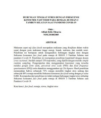 Image of HUBUNGAN TINGKAT STRES DENGAN FREKUENSI KONSUMSI FAST FOOD PADA REMAJA DI SMAN 3 TAMBUN SELATAN SAAT PANDEMI COVID-19