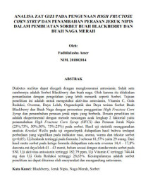 Image of ANALISA ZAT GIZI PADA PENGUNAAN HIGH FRUCTOSE 
CORN SYRUP DAN PENAMBAHAN PERASAN JERUK NIPIS DALAM PEMBUATAN SORBET BUAH BLACKBERRY DAN BUAH NAGA MERAH