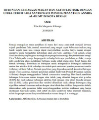 Image of HUBUNGAN KEBIASAAN MAKAN DAN AKTIFITAS FISIK DENGAN CITRA TUBUH PADA SANTRIWATI PONDOK PESANTREN ANNIDA AL-ISLMY DI KOTA BEKASI