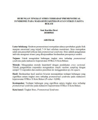 Image of HUBUNGAN TINGKAT STRES TERHADAP PREMENSTRUAL SYNDROME PADA MAHASISWI KEPERAWATAN STIKES X KOTA BEKASI