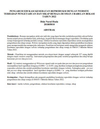 Image of PENGARUH EDUKASI KESEHATAN REPRODUKSI DENGAN WEBSITE 
TERHADAP PENGETAHUAN DAN SIKAP REMAJA DI SMAN 3 BABELAN BEKASI 
TAHUN 2022