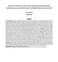 Image of HUBUNGAN DUKUNGAN KELUARGA TERHADAP KEJADIAN RISIKO 
DEPRESI PADA LANSIA DI KELURAHAN SEMPER TIMUR JAKARTA UTARA