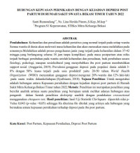 Image of HUBUNGAN KEPUASAN PERNIKAHAN DENGAN KEJADIAN DEPRESI POST PARTUM DI RUMAH SAKIT SWASTA BEKASI TIMUR TAHUN 2022