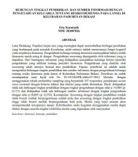 Image of HUBUNGAN TINGKAT PENDIDIKAN DAN SUMBER INFORMASI DENGAN 
PENGETAHUAN KELUARGA TENTANG RESIKO DEMENSIA PADA LANSIA DI 
KELURAHAN PADURENAN BEKASI