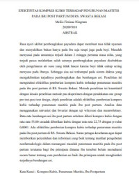 Image of EFEKTIFITAS KOMPRES KUBIS TERHADAP PENURUNAN MASTITIS 
PADA IBU POST PARTUM DI RS. SWASTA BEKASI