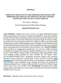 Image of HUBUNGAN DUKUNGAN SUAMI TERHADAP KECEMASAN IBU 
PRIMIGRAVIDA MENJALANI TINDAKAN SECTIO CAESAREA
DI RUMAH SAKIT SWASTA X KOTA BEKASI
