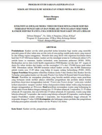 Image of EFEKTIFITAS EDUKASI MEDIA VIDEO DETEKSI DINI KANKER SERVIKS 
TERHADAP PENGETAHUAN DAN PERILAKU PENCEGAHAN SEKUNDER 
KANKER SERVIKS WANITA USIA SUBUR DI RUMAH SAKIT SWASTA BEKASI