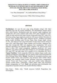 Image of EFEKTIVITAS EDUKASI DENGAN MEDIA VIDEO TERHADAP
PENINGKATAN PENGETAHUAN DAN KETERAMPILAN IBU
TENTANG TEKNIK MENYUSUI FOOTBALL DI RS MITRA KELUARGA BEKASI BARAT