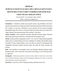 Image of HUBUNGAN DUKUNGAN KELUARGA DENGAN KEPATUHAN 
MINUM OBAT PADA PASIEN TUBERKULOSIS DI RUMAH 
SAKIT SWASTA BEKASI TIMUR